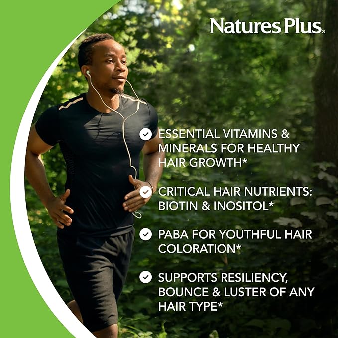 NaturesPlus Ultra Hair Plus - 60 Tablets Pack of 2 - Sustained Release Formula for Men &amp Women - Gluten Free - 60 Total Servings