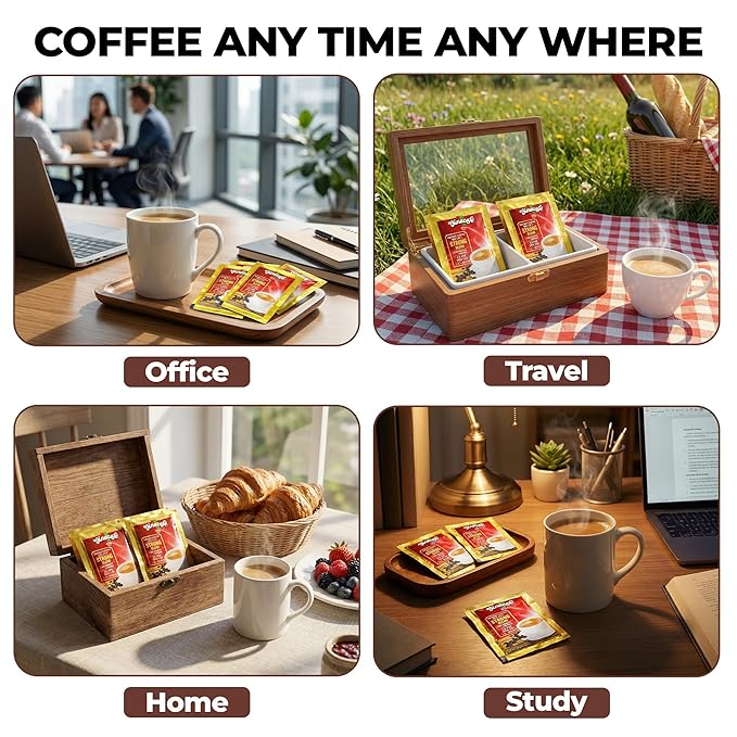 Vinacafe 60 cts 3 in 1 Vietnamese Instant Coffee Gold Red Strong Rich Blend 60 Sachets (3 Bags of 20 Sachets)