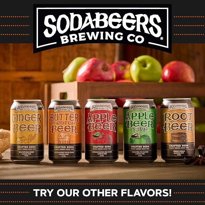 Butterscotch Beer | SodaBeers Brewing Co | Alcohol-Free Gluten-Free Crafted Sodas Made With Natural Flavors and Real Sugar Refreshing Fruit Beverages (12 Cans)