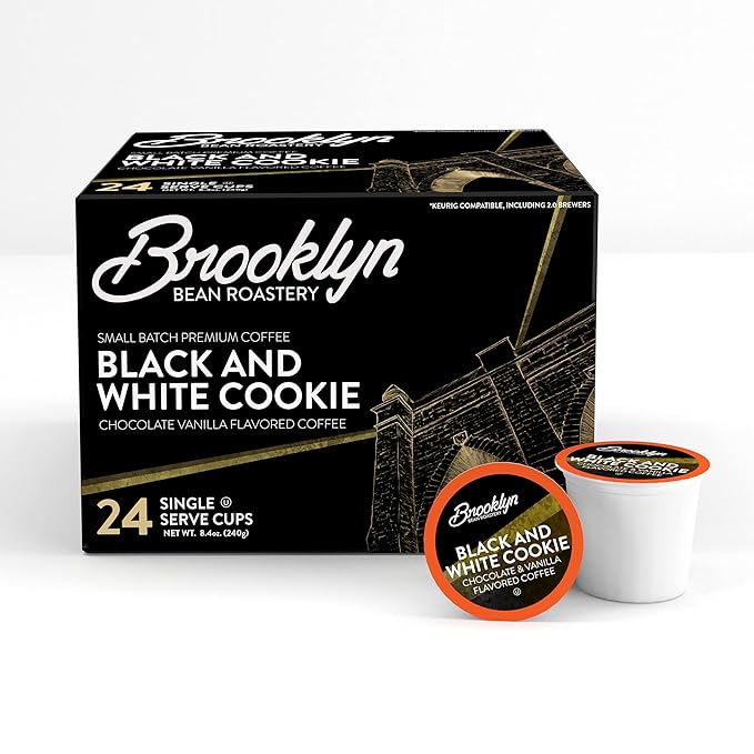 Brooklyn Beans Black and White Cookie Coffee Pods Compatible with 2.0 K-Cup Brewers 24 Count
