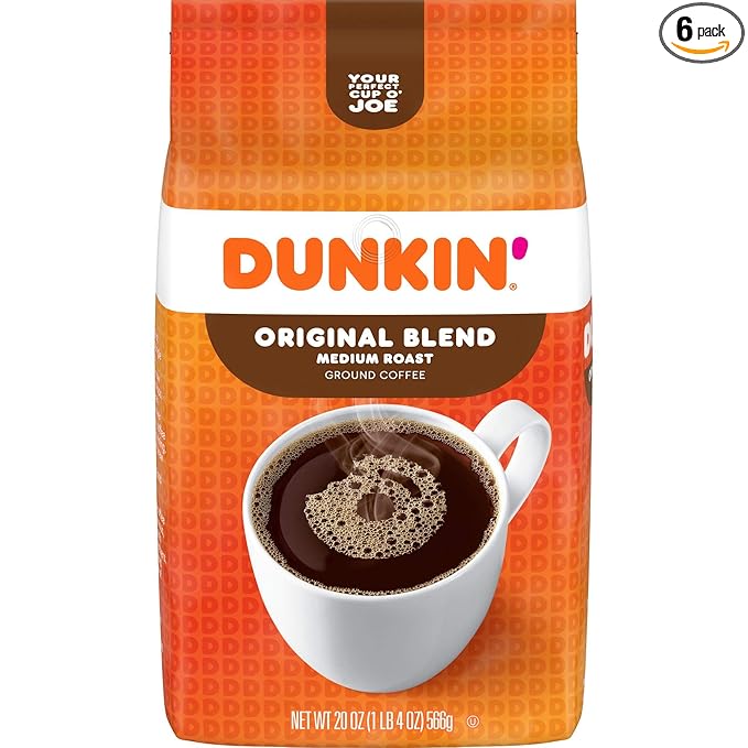 Dunkin' Original Blend Medium Roast Ground Coffee 20 Ounces (Pack of 6)