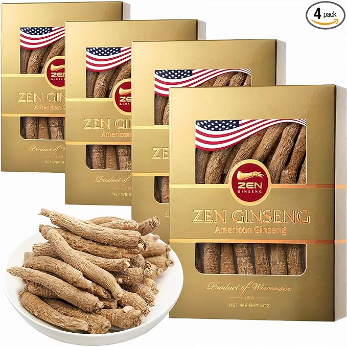 4 Boxes of American Wisconsin Ginseng - Small Long Root - Premium Quality Panax Ginseng. Boosts Body Immunity Energy for Men &amp Women (16oz)