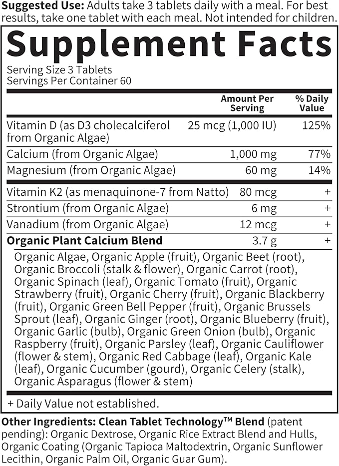 Garden of Life Calcium Supplement with Magnesium &amp Organic Vitamin D3 K2 Made from Whole Foods Gluten-Free 180 Count (Pack of 6)