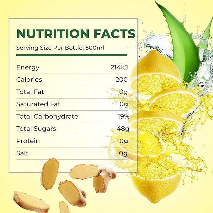 OKF Aloe Vera Juice Drink Lemon Ginger Pure with Chunks of Aloe Original 16.9 Fl Oz (Pack of 20) No Preservatives No Artificial Color Plant Based Korean Drinks