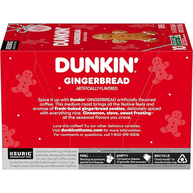 Dunkin’ Gingerbread Artificially Flavored Coffee K-Cup Pods 60 Ct.