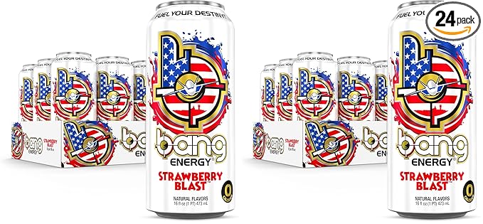 Bang Energy Strawberry Blast Sugar-Free Energy Drink 16 Ounce (Pack of 24)