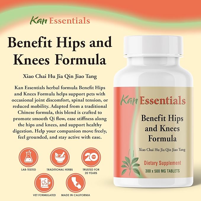 Kan Herb Company Benefit Hips and Knees Formula – Traditional Chinese Herbal Blend for Dogs and Cats to Support Joint Comfort Mobility and Digestive Balance Supplement Tablets for Pets 300 Tablets