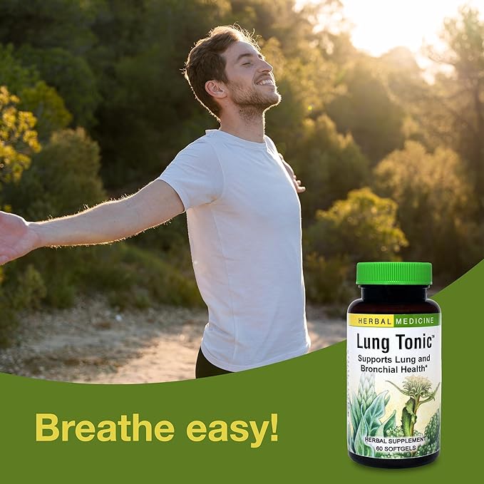 Herbs Etc. Lung Tonic - Lung Supplement for Bronchial Support - Healthy Breathing Support with Mullein Horehound &amp Grindelia - 60 Softgels