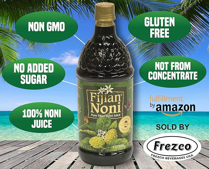 Fijian Noni®Juice - 100% Certified Organic (Pack of 2 x 33.8 Fl.Oz) Boosts Immune System | Packed with Antioxidants for Your Wellbeing | Ancient Superfruit Noni Juice