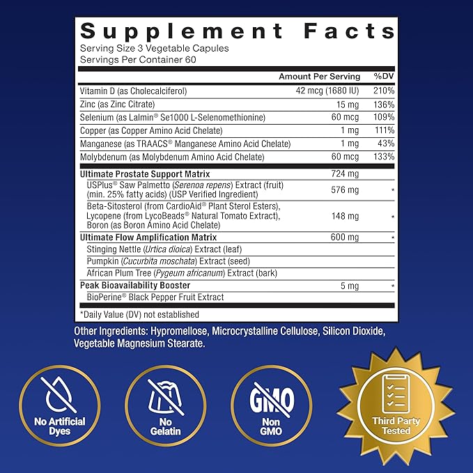 Force Factor Prostate Ultimate Prostate Health Supplement for Men with Nettle &amp Saw Palmetto #1 Urologist Recommended Ingredient to Support Urinary Flow Bladder Emptying 180 Caps (Pack of 3)