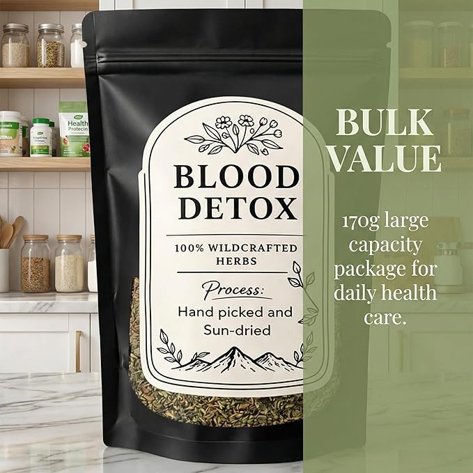 Blood Detox Tea with Lotus Flower Flagweed Cinnamon Yushu and More All Natural Herbal Formula Handmade Releasebody and Mind Adjust BodyCaffeine-Free Loose Leaf Blend 170 g (1)