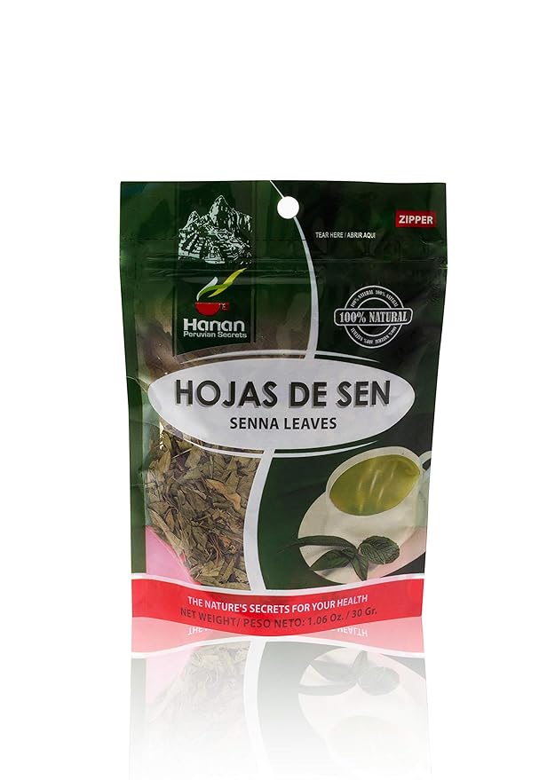 Hanan Peruvian Secrets Hojas de Sen Herbal Tea | 100% Natural Senna Leaves | 1.06oz / 30g | Naturally Aids in Gently Relieving Occasional Constipation and Bloating - 3 Pack