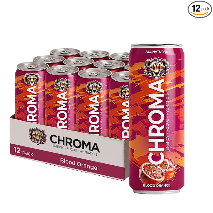 CHROMA All Natural Mushroom Energy Drink - Lion's Mane Cordyceps L-Theanine Beet Root Guarana Electrolytes Adaptogens Green Tea Caffeine. No crash or jitters. Energy Mood Focus Performance B