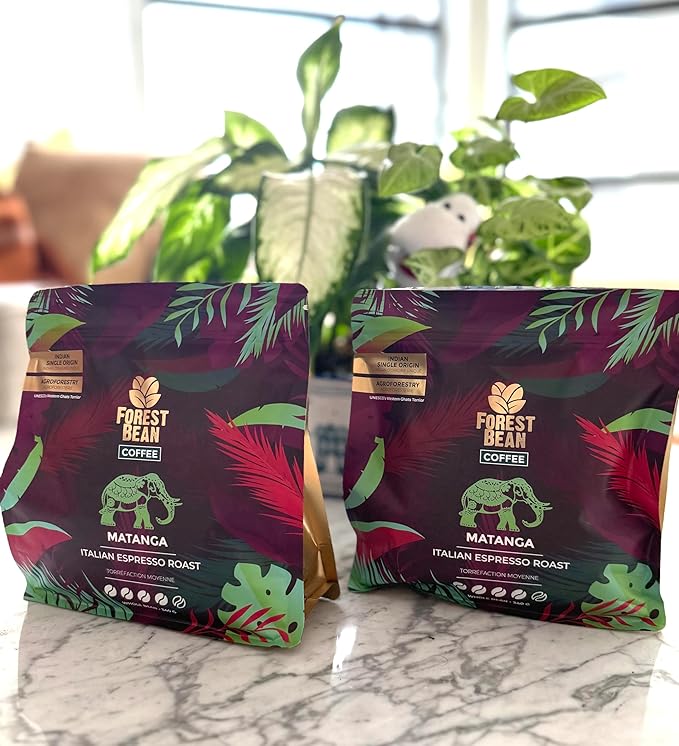 Forest Bean Matanga Coffee 100% Arabica Single-Origin Indian Italian Espresso Roast 340g Whole Bean Bag