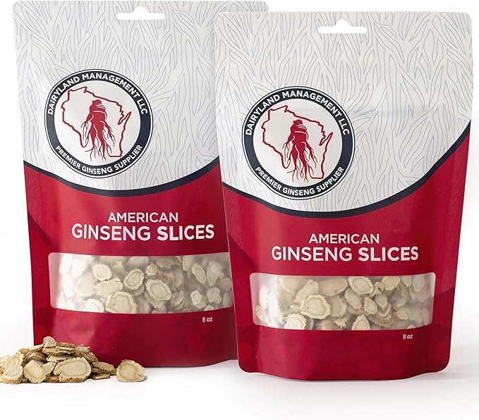 Dairyland American Ginseng Slices - 16 oz Pack Wisconsin Ginseng Slices – Certified Something Special from Wisconsin - Non-GMO Gluten Free Sliced Root - Herbal Supplement in Soup Tea Congee