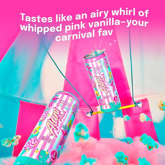 Alani Nu COTTON CANDY Sugar Free Low Calorie Energy Drinks 200mg Caffeine Biotin B Vitamins Zero Sugar 10 Calories 12 Fl Oz Cans 24 Pack