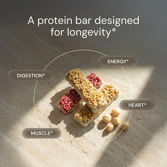 Blueprint Bryan Johnson Macadamia Nut Protein Bars – 9G Plant Protein – Vegan Low Carb Low Sugar Keto-Friendly Snacks - Non-GMO Raw Nut Bar Natural Ingredients (White Cocoa - 12 Pack)