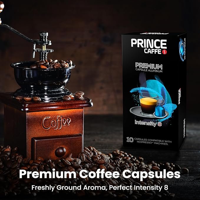 Prince Caffe Espresso Pods – Premium Intensity 8 Medium-Dark Roast The Espresso Coffee Pods Are Compatible with Nespresso Original Line Machines 30 Count (3 x 10 Capsules) Premium Quality Coffee Ca