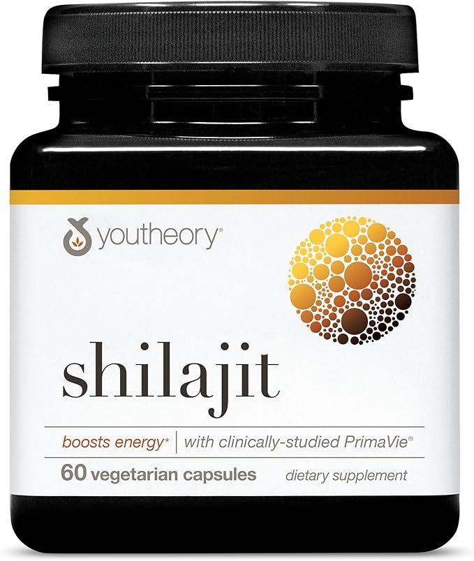 Youtheory Shilajit - PrimaVie Himalayan Shilajit Capsules - Supports Energy Stamina &amp Endurance* - Gluten Free - 60 Capsules (30-Day Supply)