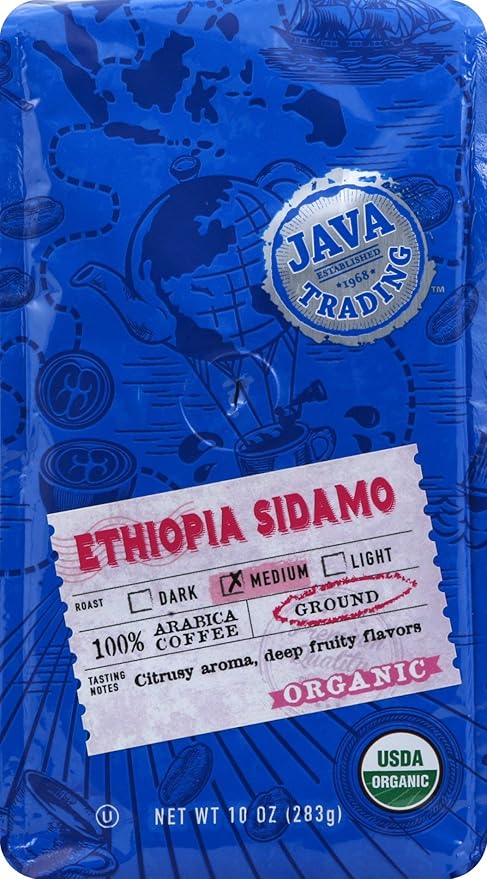 Java Trading Company Organic Ground Coffee Ethiopian Sidamo 10 Oz
