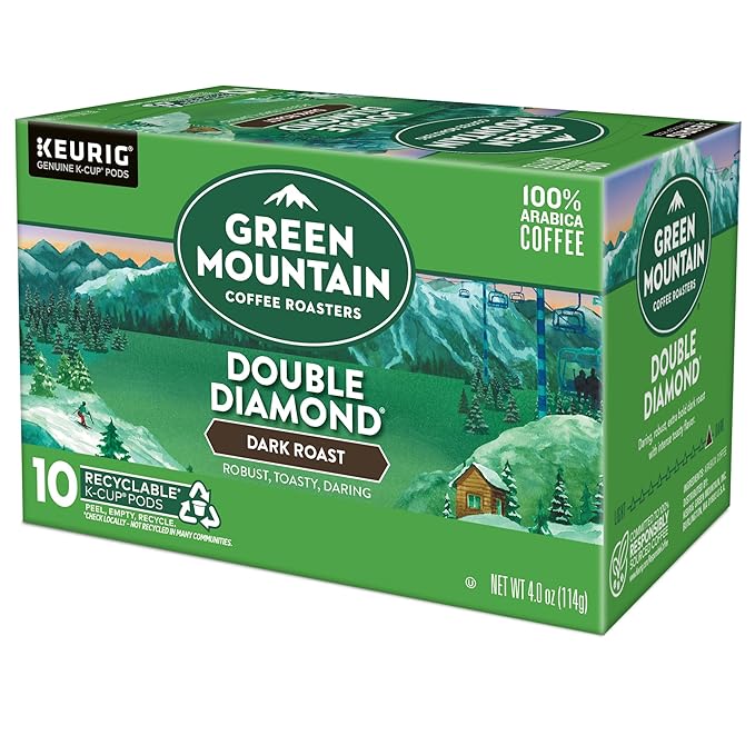 Green Mountain Coffee Roasters Double Diamond Keurig Single-Serve K-Cup pods Dark Roast Coffee 60 Count (6 Packs of 10)
