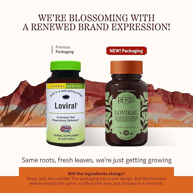 Herbs Etc. Loviral - Lung Health Supplement for Respiratory Defense &amp Support - Herbal Supplement with Lomatium Pelargonium &amp OSHA - Gluten-Free - 60 Softgels (60 Servings)