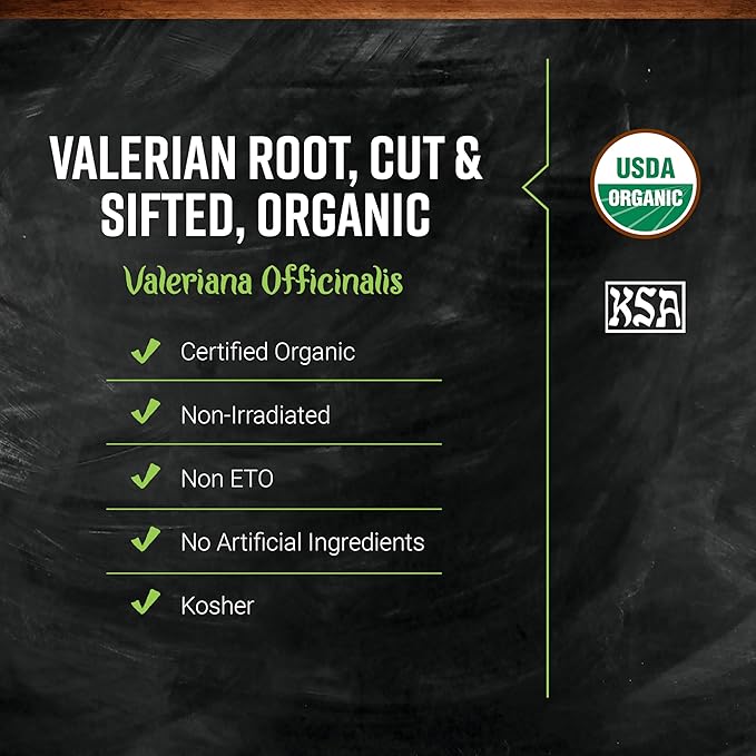 Frontier Organic Valerian Root 1-Pound Certified Organic Kosher Cut &amp Sifted Bedtime Formulas and Sleep Pillows Kosher