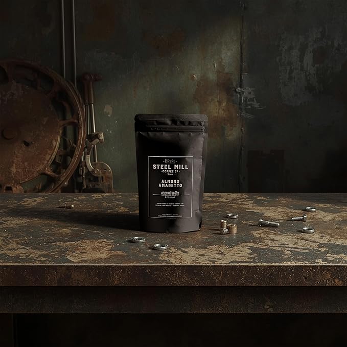 Steel Mill Coffee Co. Almond Amaretto Flavored Coffee - Ground 2lb Medium Roast 100% Arabica Vegan Gluten-Free Sugar-Free