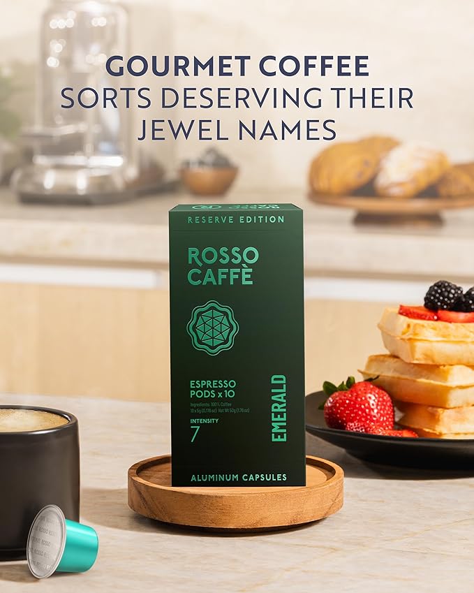 ROSSO CAFFÈ Espresso Coffee Pods for Nespresso Original Machines - 80 Capsules Variety Pack 8 Signature Flavors Medium to Dark Roast - Made in Italy