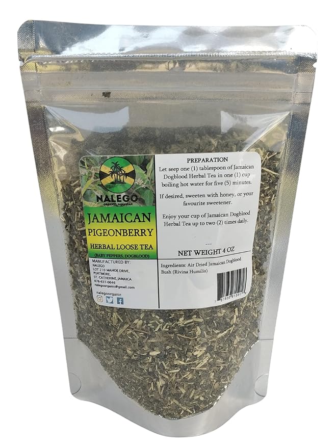 Jamaican Dog Blood (Pigeonberry) Herbal Loose Tea (4 OZ) - Dogblood Herb Blood Berry Bush Tea (Wildcrafted)