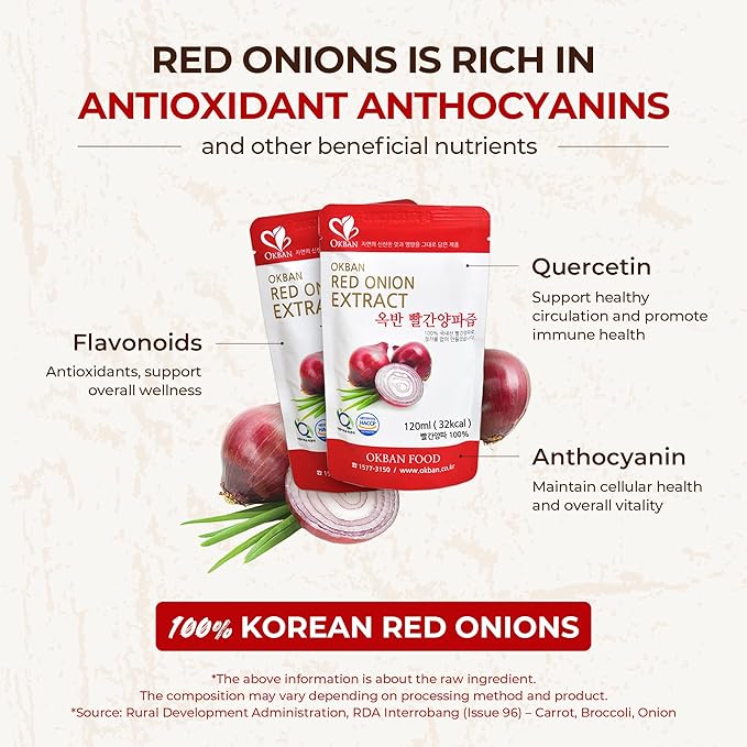 Jade Red Onion Extract [ Korean Food ] Antioxidant and Retinol Rich Healthy Vegetable Juice Drink All Nature No Additives [ JRND Foods ] 25 Pouches
