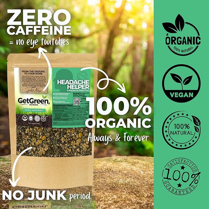 Tension and Relief Loose Leaf Tea w/ Peppermint Ginger Chamomile | Organic Herbal Tea | 2 oz (57 gram) | Decaf Vegan Healthy ZERO Caffeine Organic Herbs No Natural or Artificial Flavors Resea