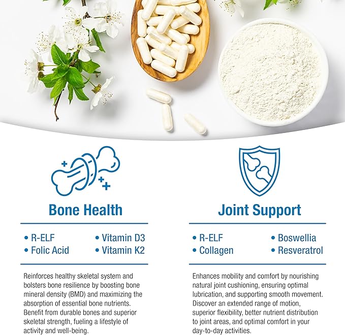 OSTEODENX - Bone &amp Joint Support Supplement for Healthy Bone &amp Improved Joint Mobility with Lactoferrin Collagen Vitamin K2 &amp Vitamin D3 (30 Capsules)