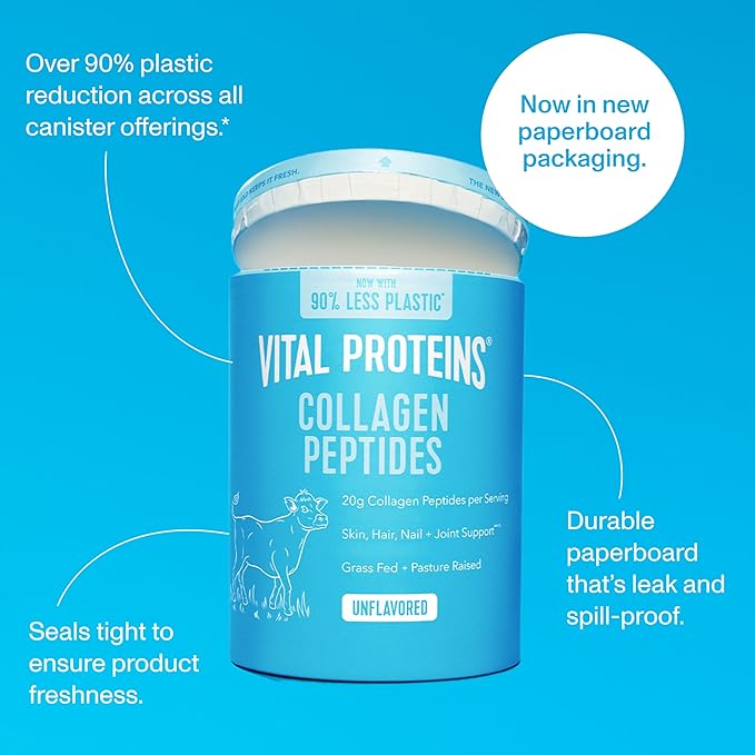 Vital Proteins Collagen Peptides Powder - Grass Fed Collagen Peptides for Hair Nail Skin Bone &amp Joint Health Unflavored 14.3oz