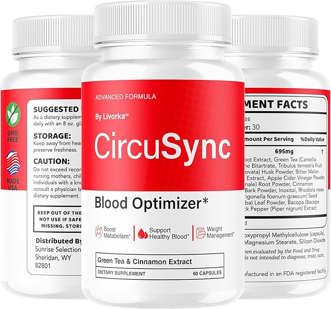 (2 Pack) Circusync Capsules - Official Circu Sync Advanced Blood Health Support Supplement Pills - Maximum Strength Natural Vitamins Formula for Overall Health &amp Wellness 120 Capsules for 2 Mont