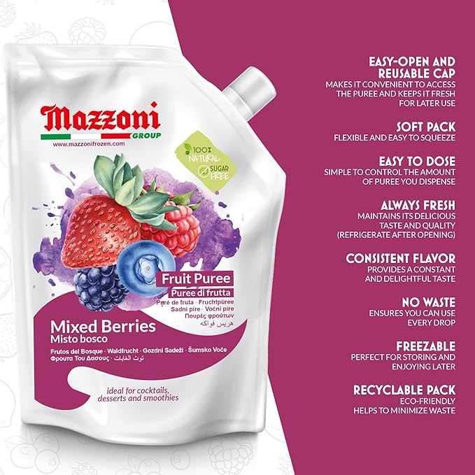 Mazzoni - Mixed Berry &amp Mango Puree 100% Natural Fruit