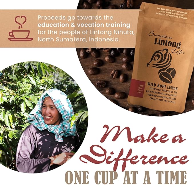 Wild Kopi Luwak the World’s Most Exclusive Coffee Sustainably Sourced From Sumatra Indonesia (100gr / 3.5oz)