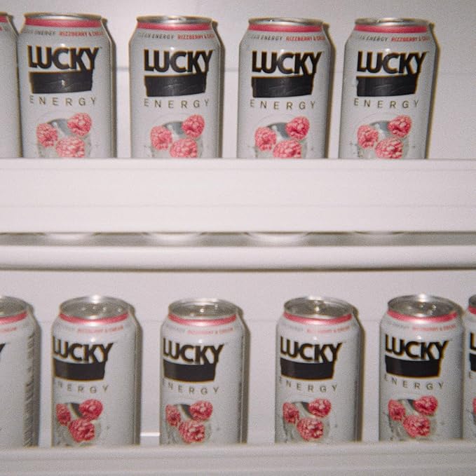 Lucky Energy Sugar Free Energy Drinks Rizzberry and Cream 16oz Cans (12-Pack) Healthy Zero Sugar Energy Drink with Maca Ginseng Beta-Alanine Taurine &amp 200mg Caffeine