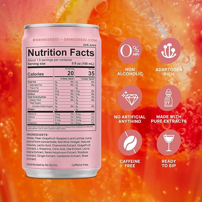 De Soi Wine Sampler (Tres Rose + Purple Lune) Mocktails NA Drinks 12-pack Adaptogen Drink Sparkling Drink with Calming Botanicals Mocktails Drinks Gluten Free No Artificial Flavors