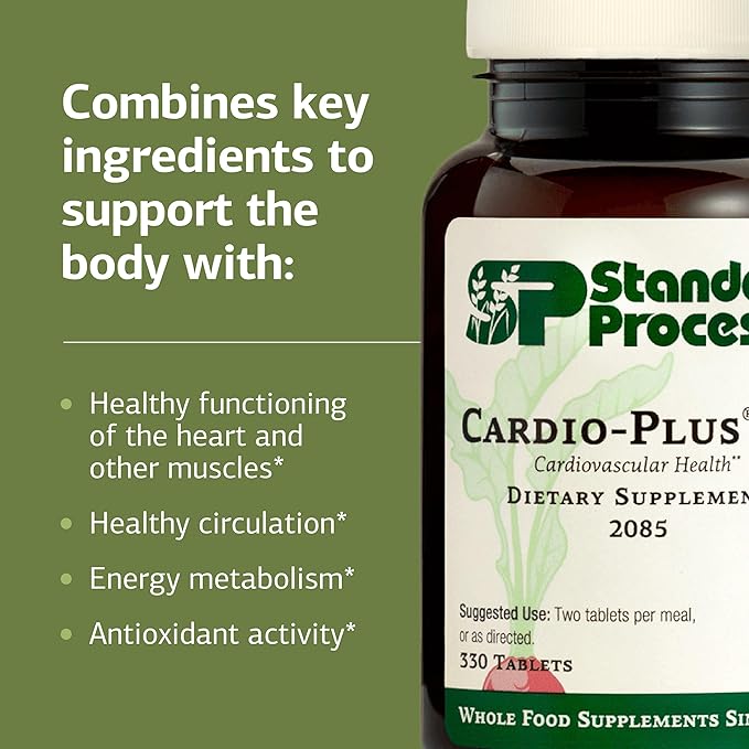 Standard Process Cardio-Plus GF - Supports Heart Health &amp Circulation - Cardiovascular Support with Vitamins B6 C &amp E - Includes Niacin &amp Selenium - Gluten-Free Non-Dairy &amp Non-Soy -