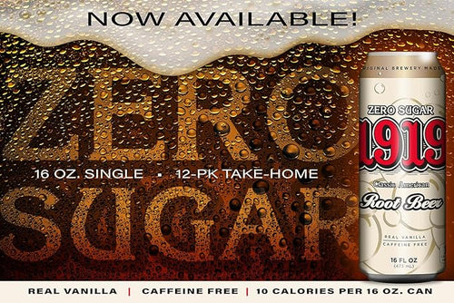 1919 Zero Sugar Draft Root Beer Soda 16oz Cans Caffeine-Free Sugar Free and Real Vanilla Small Batch Creamy Full Bodied Family-Founded Birthday Parties Sporting Events Made in USA 12-Pack