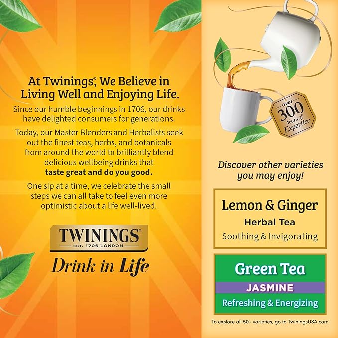 Twinings Camomile Honey &amp Vanilla Herbal Tea Individually Wrapped Bags 100 Count (Pack of 1) Naturally Caffeine-Free Enjoy Hot or Iced 100 Teabags