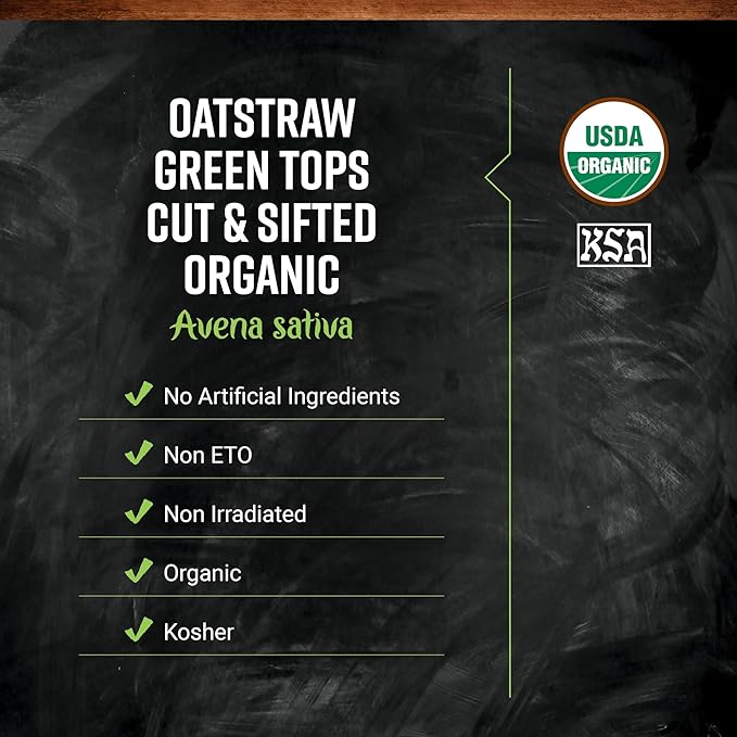 Frontier Co-op Organic Oatstraw Green Tops Cut and Sifted - Oat Straw Herb for Tea Bath Wellness Use - Kosher | 16 Ounce (Pack of 1)
