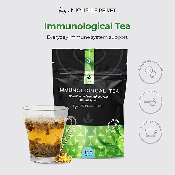 Michelle Peiret Immunity Tea Natural Green Tea Premium Blend for Immune System Support Antioxidant-Rich Rooibos Tea EGCG Source 15 Servings
