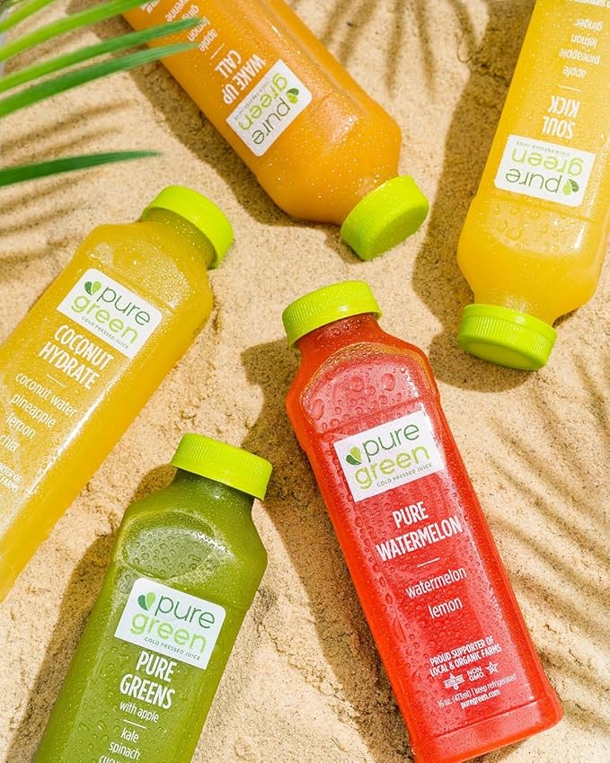 Pure Green Cold Pressed Juice - Performance Pack - Fresh Functional Blend Natural Gluten Free Non-GMO No Artificial Colors or Flavors - Made from Real Fruits &amp Veggies (12 Pack)