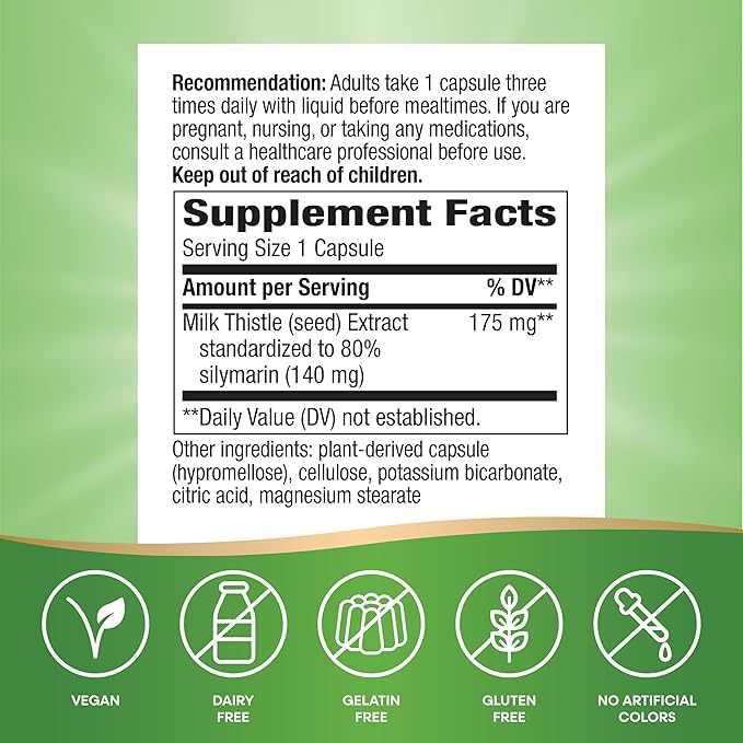 Nature's Way Thisilyn with Standardized Milk Thistle Extract Supports Liver Function* Silymarin Vegan 100 Capsules (Packaging May Vary)