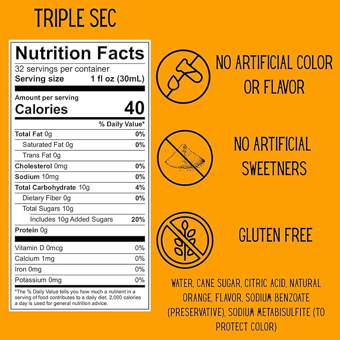 SPOOKY - Triple Sec Mix - Real Orange &amp Real Sugar - No Artificial Colors Flavors or Corn Syrup - Premium Gluten Free Cocktail Mix Syrup - 32 Oz (Pack of 2)