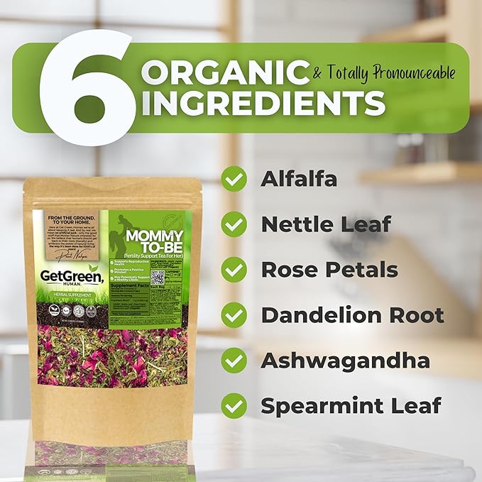 Fertility and Pregnancy Support Loose Leaves Tea For Her w/ Alfalfa Nettle Leaf | Organic Herbal Tea | 2 oz (57 gram) | Decaf Vegan Healthy Zero Caffeine Herbs No Natural or Artificial Flavors