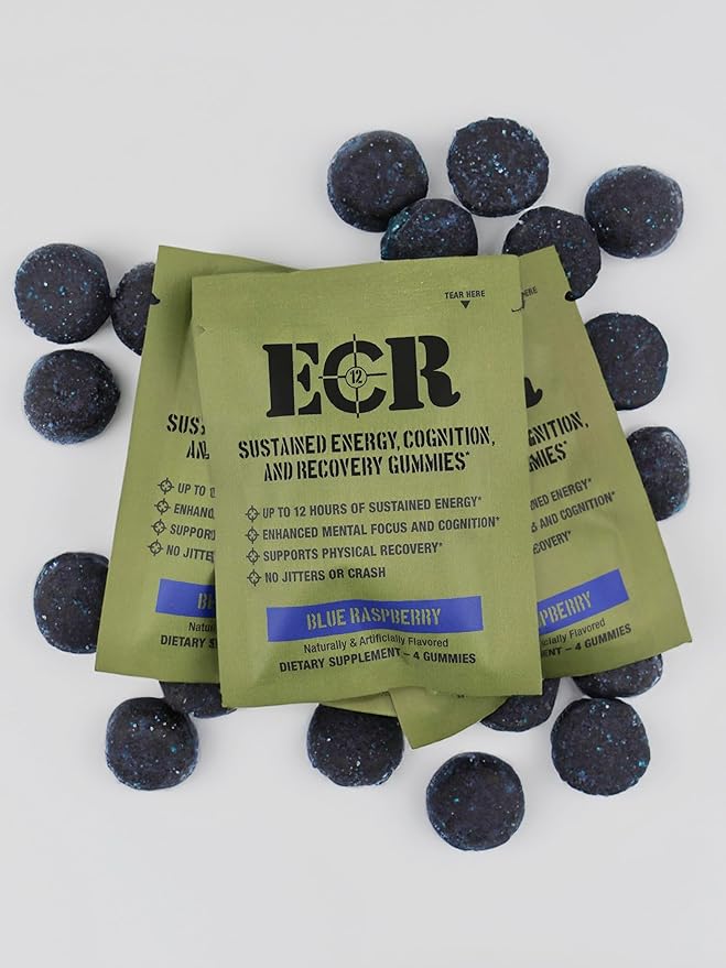 Energy Focus Recovery Gummies - Blue Raspberry + Watermelon Flavors - Caffeine