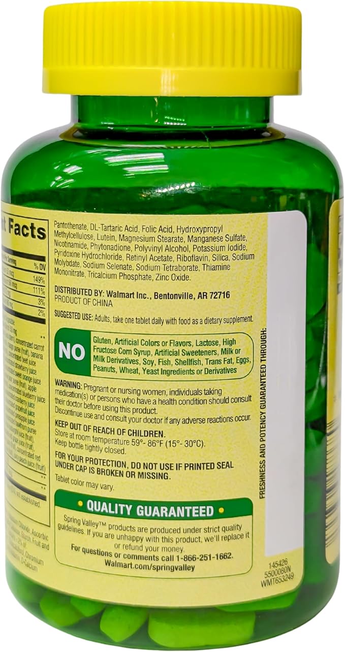 Spring Valley Women's 50+ Multi with Fruits &amp Vegetables Dietary Supplement 150 Tablets (One Bottle)